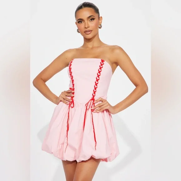 Fashion Nova | Dresses | Fashion Nova Coquette Dreams Bubble Mini Dress  Pink | Poshmark